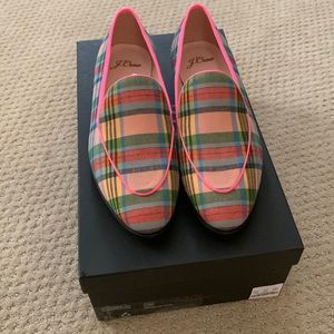 J Crew pink plaid Academy loafers